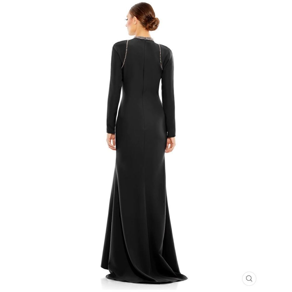 Mac Duggal 26612 Womens Raglan Long Sleeve Black Gown Dress - Picture 3 of 16